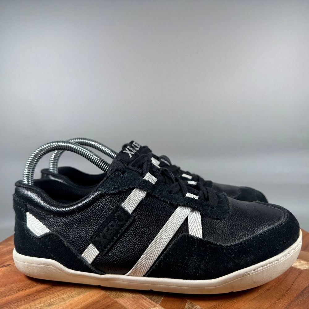 Xero Shoes Kelso Womens‎ 7.5 Black White Leather Barefoot Minimalist Sneakers